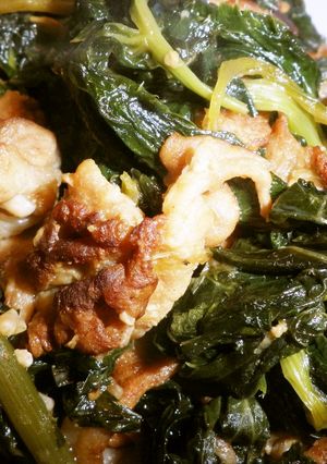 香り豊か！あしたばと豚肉の醤油麹炒め-レシピのメイン写真