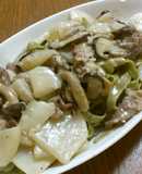 かぶと牛肉のクリー厶フィットチーネパスタ