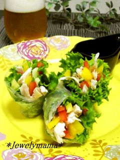 *ジューシー蒸し鶏でカラフル生春巻き*-レシピのメイン写真