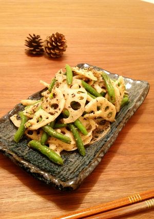 レンコンとインゲン豆の胡麻和え-レシピのメイン写真