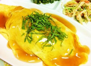 ひき肉とシメジの和風あんかけオムレツ-レシピのメイン写真