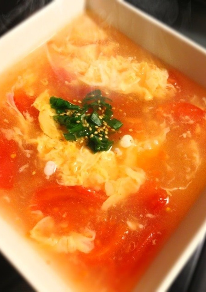トマトとふわふわ卵の中華風スープ-レシピのメイン写真