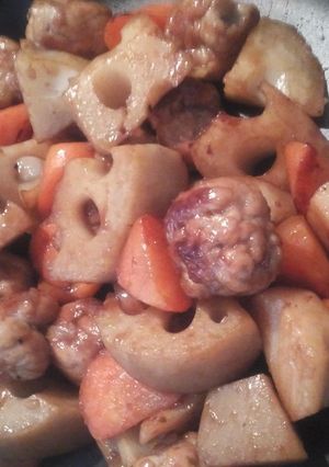 ヘルシー♪肉団子と根菜のコロコロ甘辛炒め-レシピのメイン写真