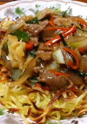 市販塩焼きそばde簡単！五目かた焼きそば-レシピのメイン写真