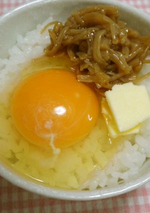 *なめたけバターの卵かけご飯*-レシピのメイン写真