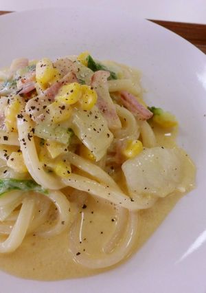 小腹サイズ!カルボナーラ風うどん-レシピのメイン写真
