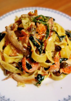 サーモンとほうれん草のクリームパスタ♬-レシピのメイン写真