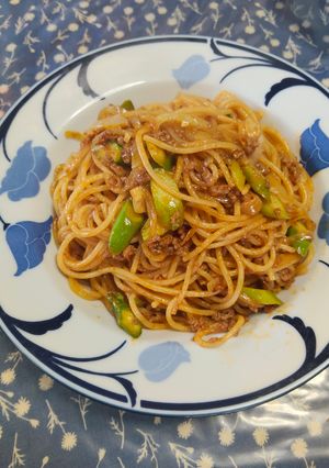 アスパラと挽き肉のデミグラスナポリタン🍝-レシピのメイン写真
