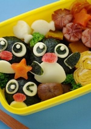 ペンギントリオの仲良しキャラ弁当-レシピのメイン写真