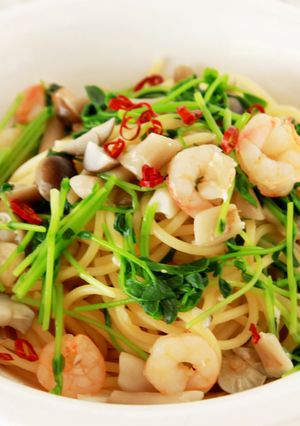 きのことシャキシャキ豆苗の和風塩麹パスタ-レシピのメイン写真