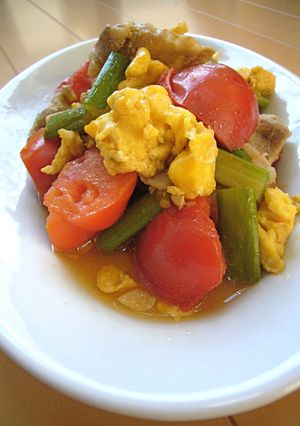 お弁当◎彩り◎トマトとアスパラの中華炒め-レシピのメイン写真