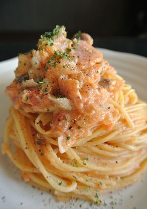 冷凍トマトと冷凍しめじの豆乳パスタ-レシピのメイン写真