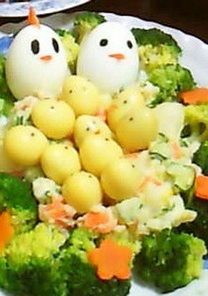 お誕生日に♪ニワトリ家族のにぎやかサラダ-レシピのメイン写真