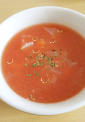 トマトジュースで簡単あったかスープ-レシピのメイン写真