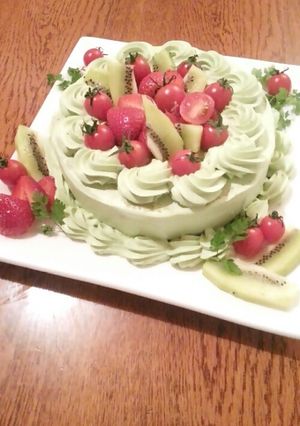 にんじんスポンジ抹茶クリームデコケーキ-レシピのメイン写真