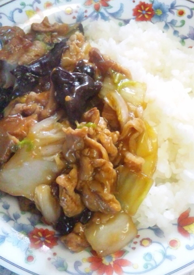 白菜と豚肉ときくらげのあんかけ丼-レシピのメイン写真