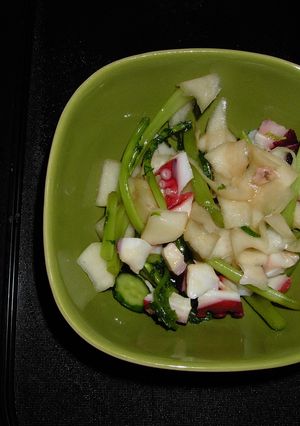 漬け物と茹でタコとごま油の和え物-レシピのメイン写真