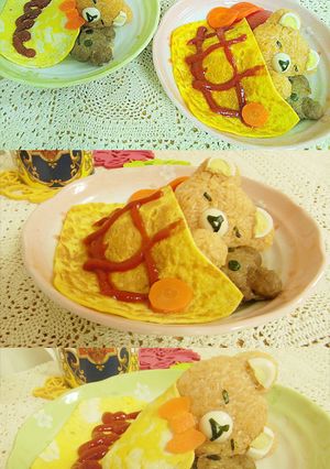 リラックマがクマ枕でスヤスヤオムライス♪-レシピのメイン写真