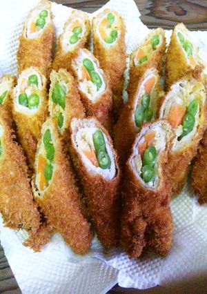 チーズで美味しく！豚肉の野菜巻きフライ-レシピのメイン写真