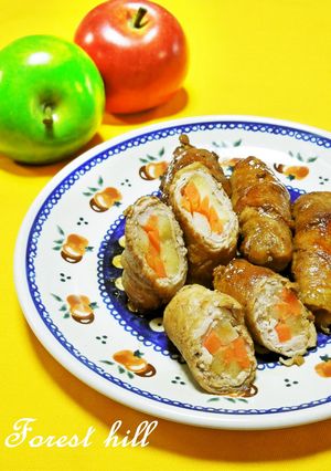 ジューシー♪ リンゴの肉巻き-レシピのメイン写真