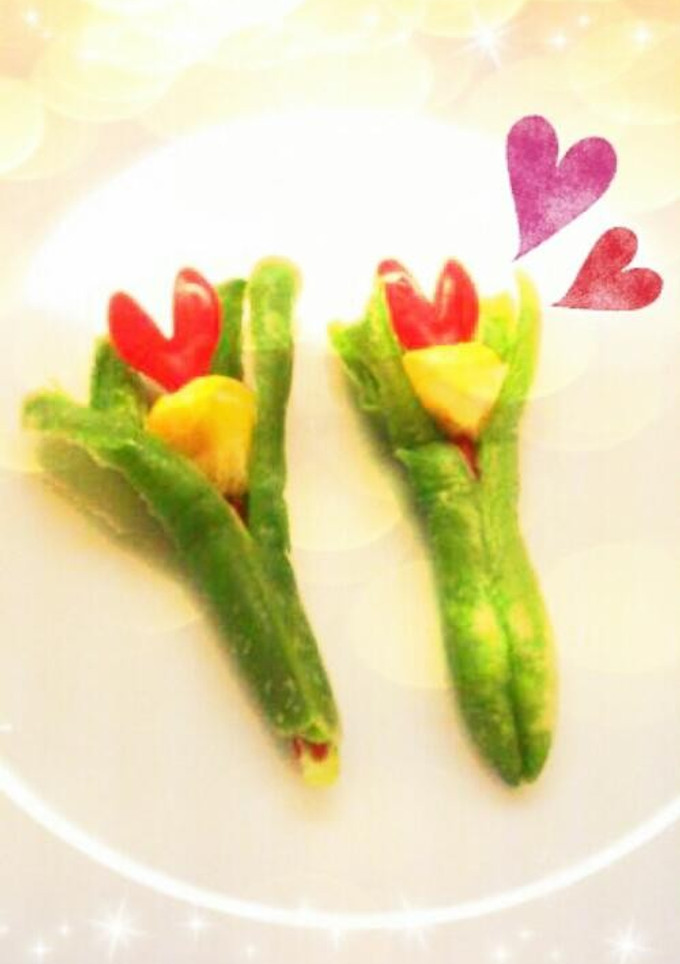 ◎簡単！いんげんdeお花風 キャラ弁◎-レシピのメイン写真