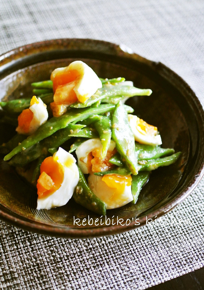 モロッコいんげんと茹で卵の胡麻だれ和え-レシピのメイン写真