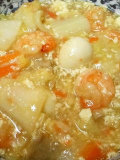 崩れ豆腐が絡む♪八宝菜(中華丼)-レシピのメイン写真