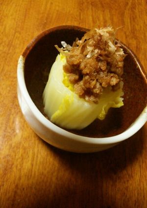 蒸し白菜(´･ω･`)肉味噌のっけ♡-レシピのメイン写真
