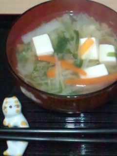 具だくさんのお味噌汁①大根・人参・水菜-レシピのメイン写真