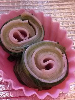 お弁当に♪チンゲン菜とハムのくるくる巻き-レシピのメイン写真