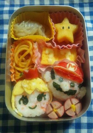 キャラ弁!!マリオとピーチ姫♪-レシピのメイン写真