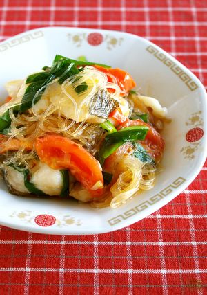 鱈とトマトのツルっとジューシー春雨炒め-レシピのメイン写真