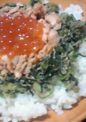 簡単豪華！鮭いくら小松菜丼♪-レシピのメイン写真
