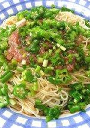 ネギトロとオクラのそうめん-レシピのメイン写真