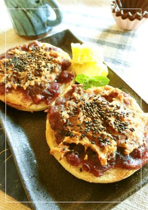 アーモンド・きな粉を乗せた塩あんトースト-レシピのメイン写真