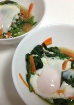 めんつゆで☆ほうれん草の巣ごもり-レシピのメイン写真