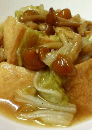 簡単♪厚揚げ、なめこ、白菜のとろとろ煮-レシピのメイン写真
