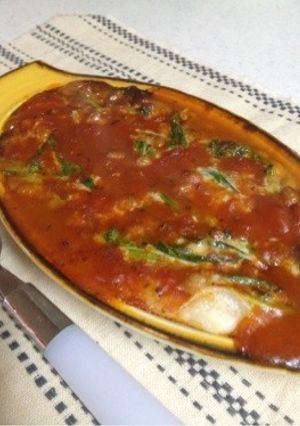 餅と納豆ほうれん草のミートソース焼き-レシピのメイン写真