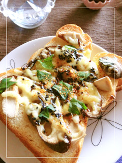 椎茸×塩昆布×大葉のトースト レモン風味-レシピのメイン写真