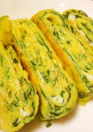 厚焼き卵（葉もの野菜）-レシピのメイン写真