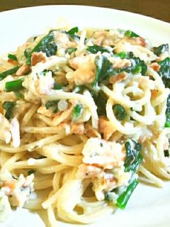 『鮭とほうれん草のクリームパスタ』-レシピのメイン写真