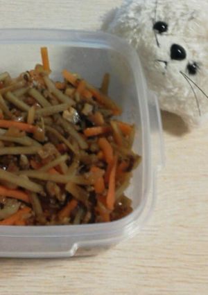 冷凍ごぼうで超簡単！ひき肉入りきんぴら-レシピのメイン写真