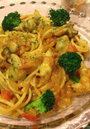 牡蠣と海老のトマトクリームパスタ-レシピのメイン写真