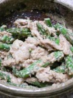ゆで鶏とアスパラのごまマヨ和え-レシピのメイン写真