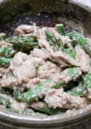 ゆで鶏とアスパラのごまマヨ和え-レシピのメイン写真