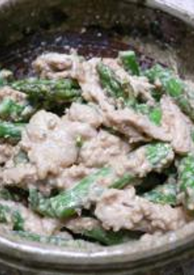 ゆで鶏とアスパラのごまマヨ和え-レシピのメイン写真