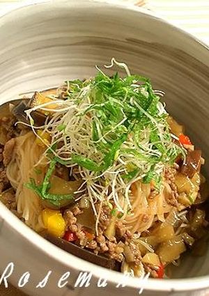 ぴりっと。　茄子の四川風あんかけビーフン-レシピのメイン写真