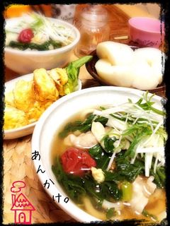 *豚肉と春菊の梅あんかけうどん*-レシピのメイン写真