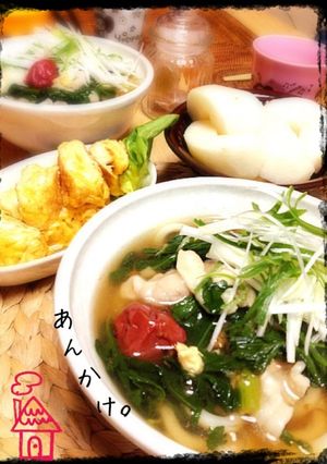 *豚肉と春菊の梅あんかけうどん*-レシピのメイン写真