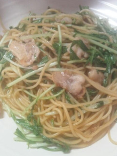 豚バラ肉と水菜のわさび醤油パスタ-レシピのメイン写真